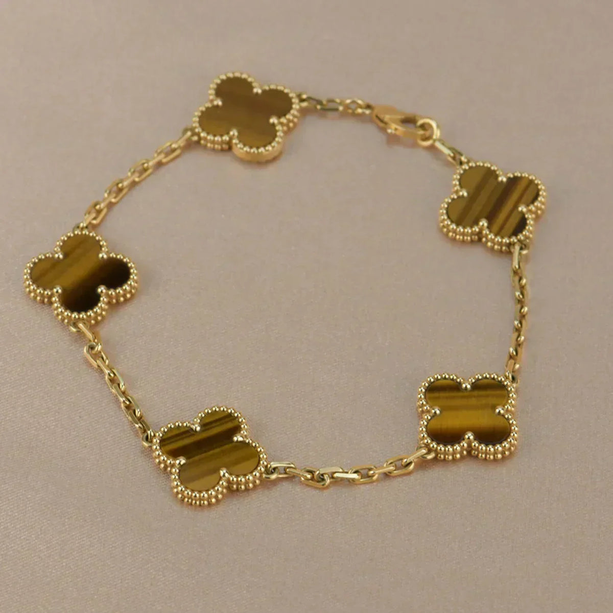 [Marins] CLOVER 5 MOTIFS TIGER EYE BRACELET COLLECTION