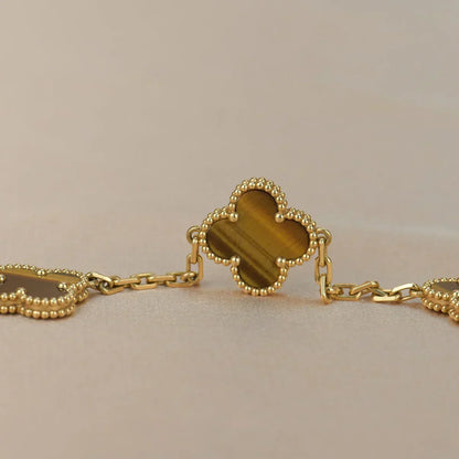 [Marins] CLOVER 5 MOTIFS TIGER EYE BRACELET COLLECTION