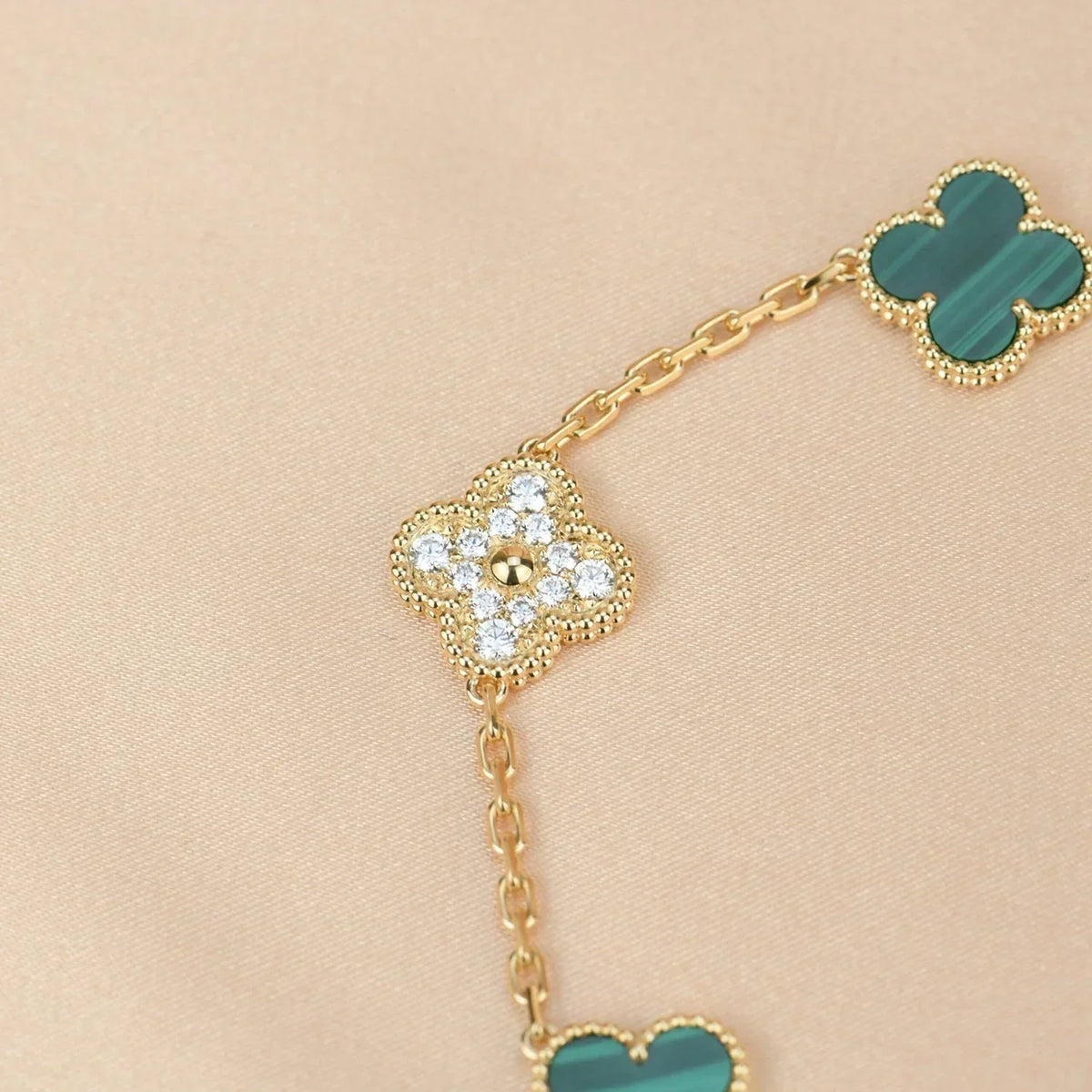 [Marins] CLOVER 5 MOTIF MALACHITE BRACELET COLLECTION