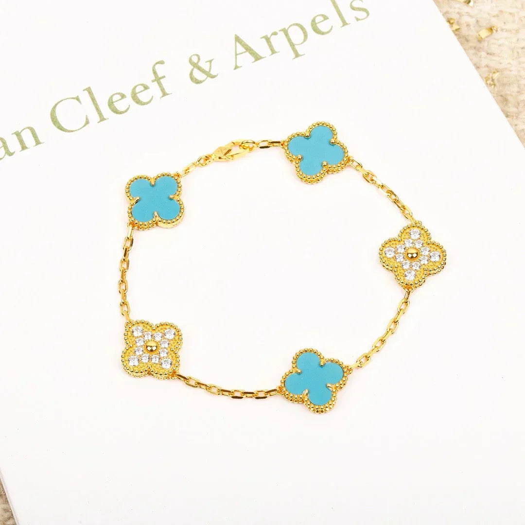 [Marins] CLOVER 5 MOTIF TURQUOISE BRACELET COLLECTION