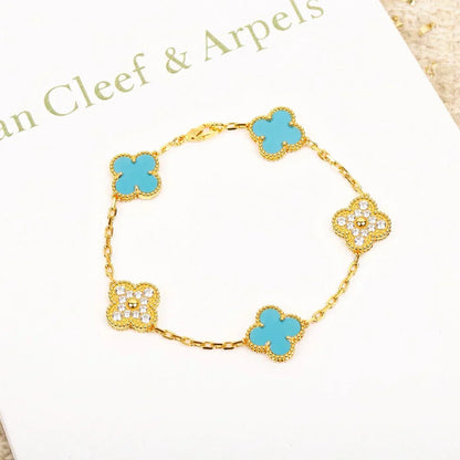 [Marins] CLOVER 5 MOTIF TURQUOISE BRACELET COLLECTION