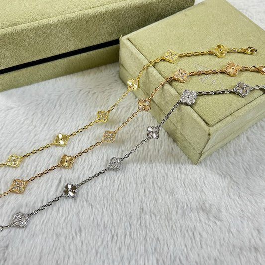 [Marins]CLOVER 6 MOTIF DIAMOND LASER BRACELET-w