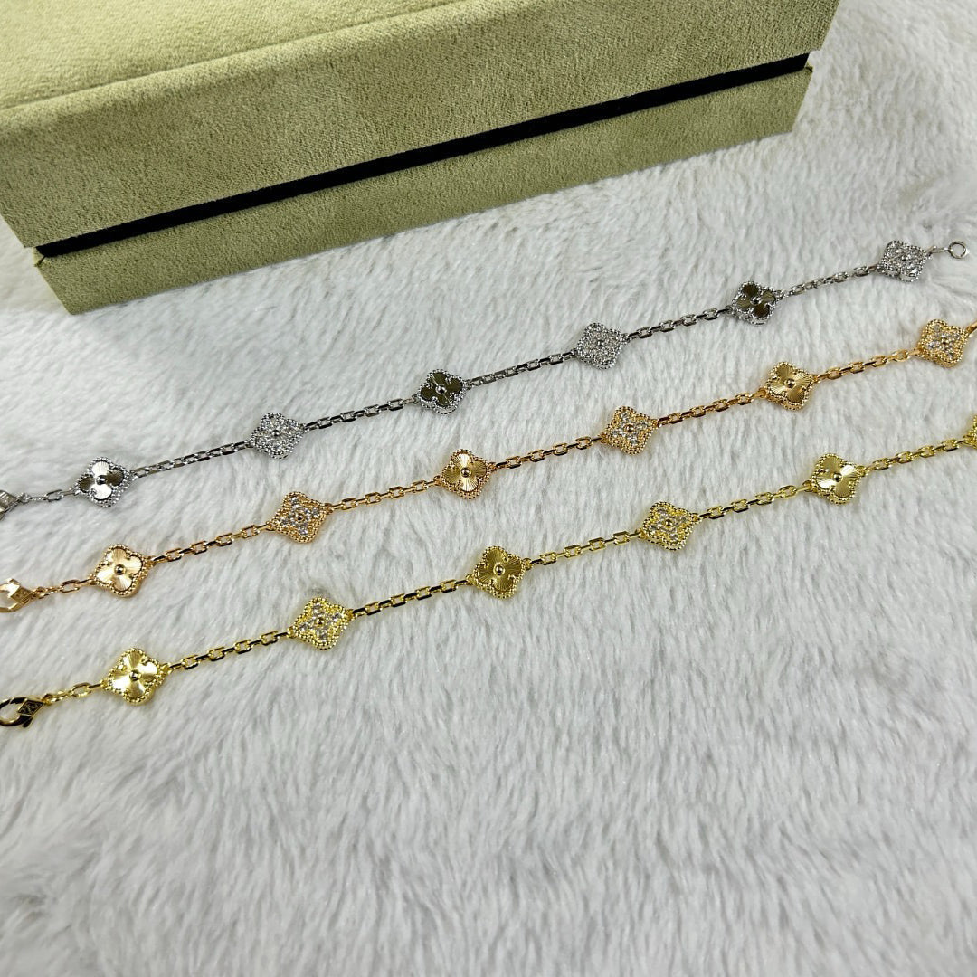 [Marins]CLOVER 6 MOTIF DIAMOND LASER BRACELET-w