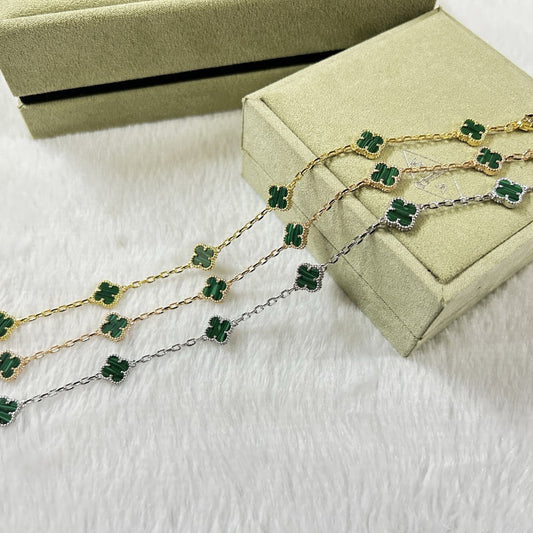 [Marins]CLOVER 6 MOTIF MALACHITE BRACELET-w