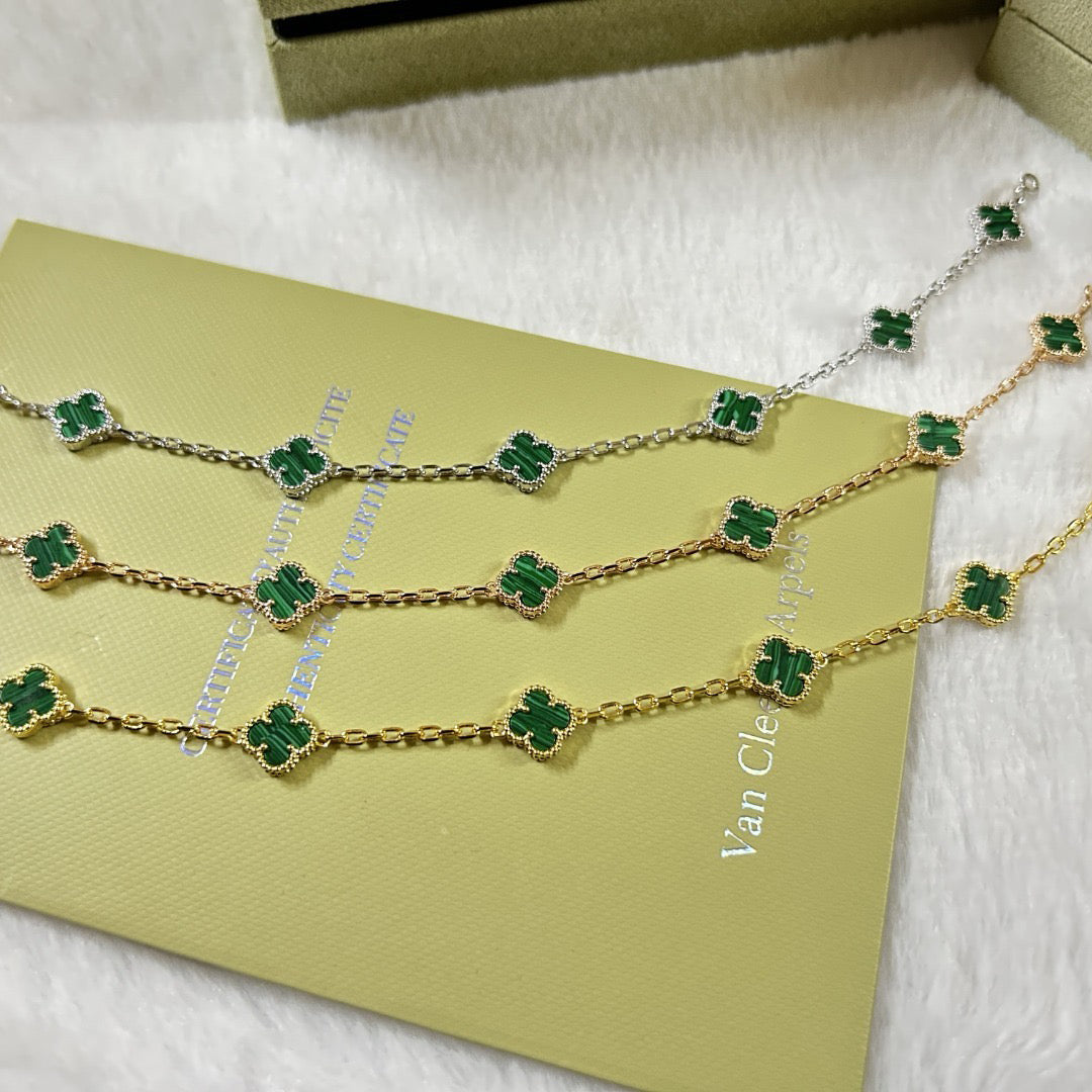 [Marins]CLOVER 6 MOTIF MALACHITE BRACELET-w
