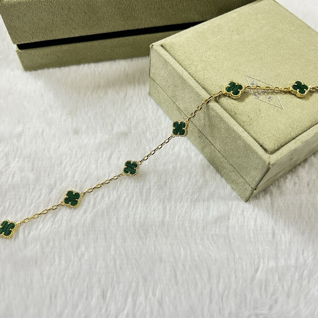 [Marins]CLOVER 6 MOTIF MALACHITE BRACELET-w