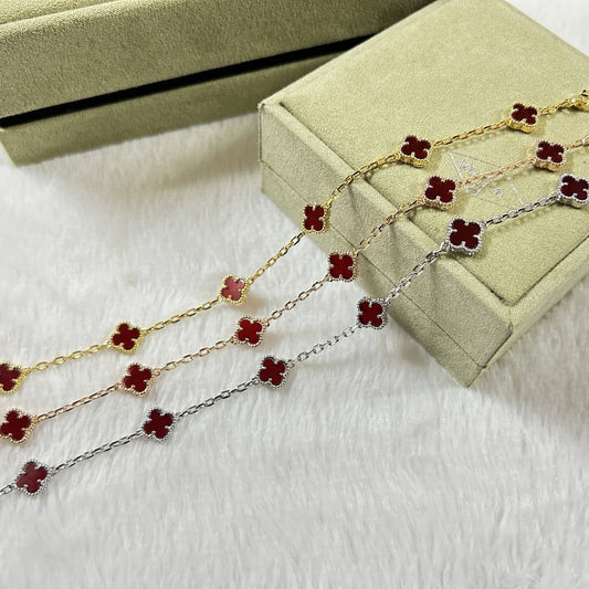 [Marins]CLOVER 6 MOTIF RED AGATE BRACELET-w