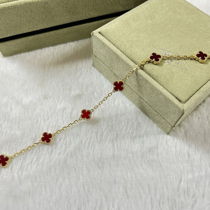 [Marins]CLOVER 6 MOTIF RED AGATE BRACELET-w