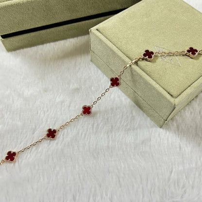 [Marins]CLOVER 6 MOTIF RED AGATE BRACELET-w