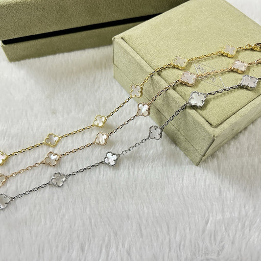 [Marins]CLOVER 6 MOTIF WHITE MOP BRACELET-w