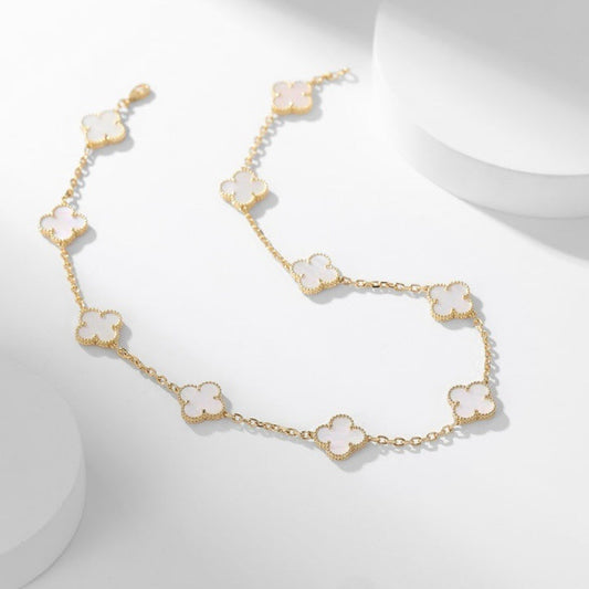 [Marins]CLOVER 10 MOTIFS WHITE MOTHER OF PEARL NECKLACE