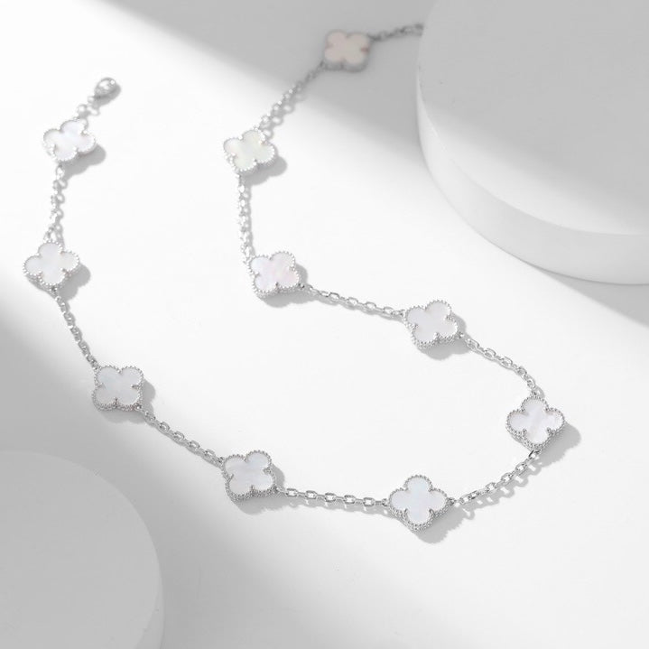 [Marins]CLOVER 10 MOTIFS WHITE MOTHER OF PEARL NECKLACE