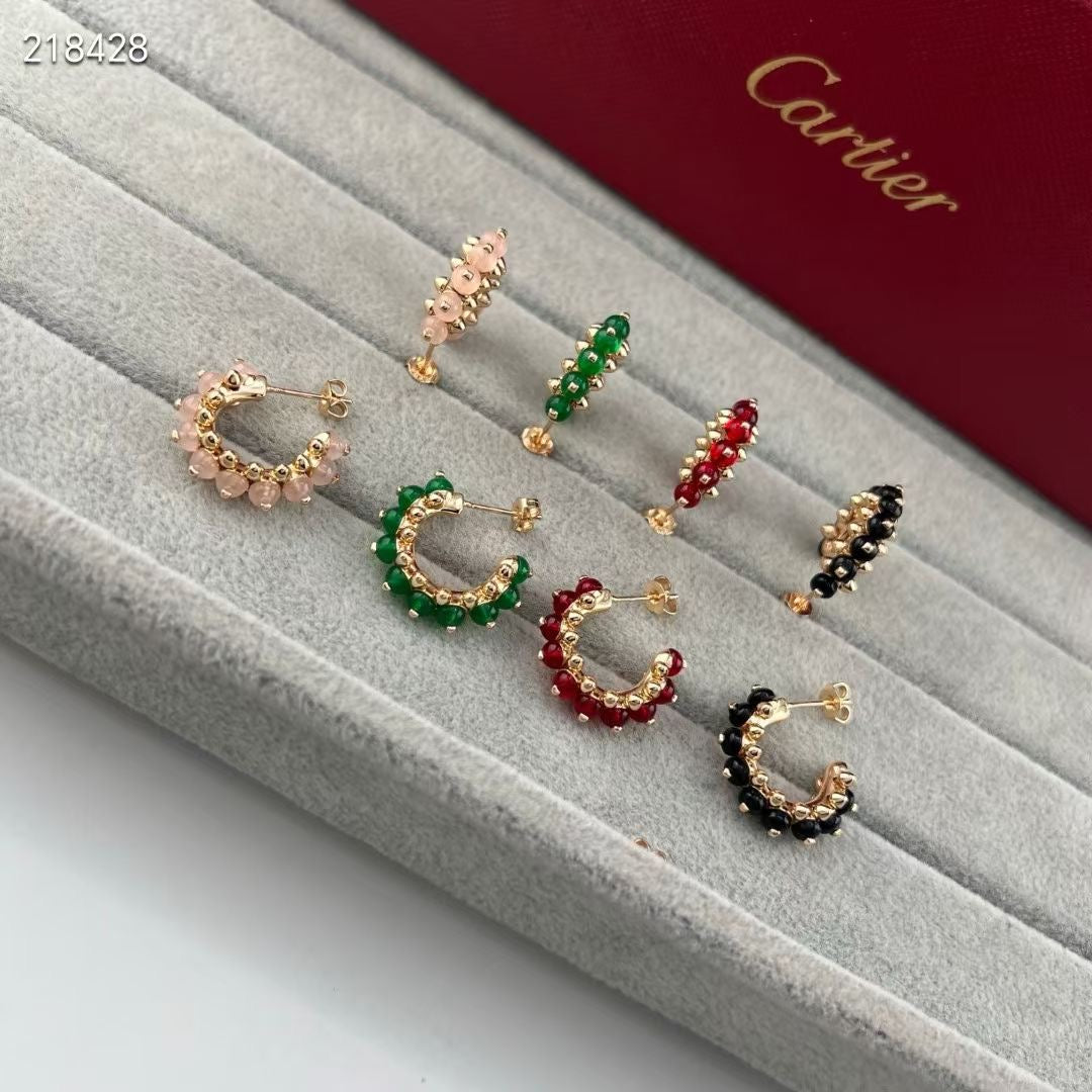 [Marins]NEW COLORED GEMSTONE COLLECTION SMALL HOOP EARRINGS
