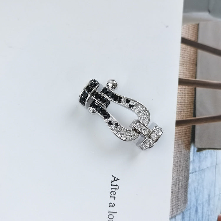 [Marins]FORCE LARGE HORSESHOE BLACK WHITE DIAMOND BRACELET SILVER