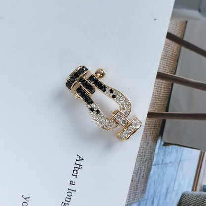 [Marins]FORCE LARGE HORSESHOE BLACK WHITE DIAMOND BRACELET SILVER