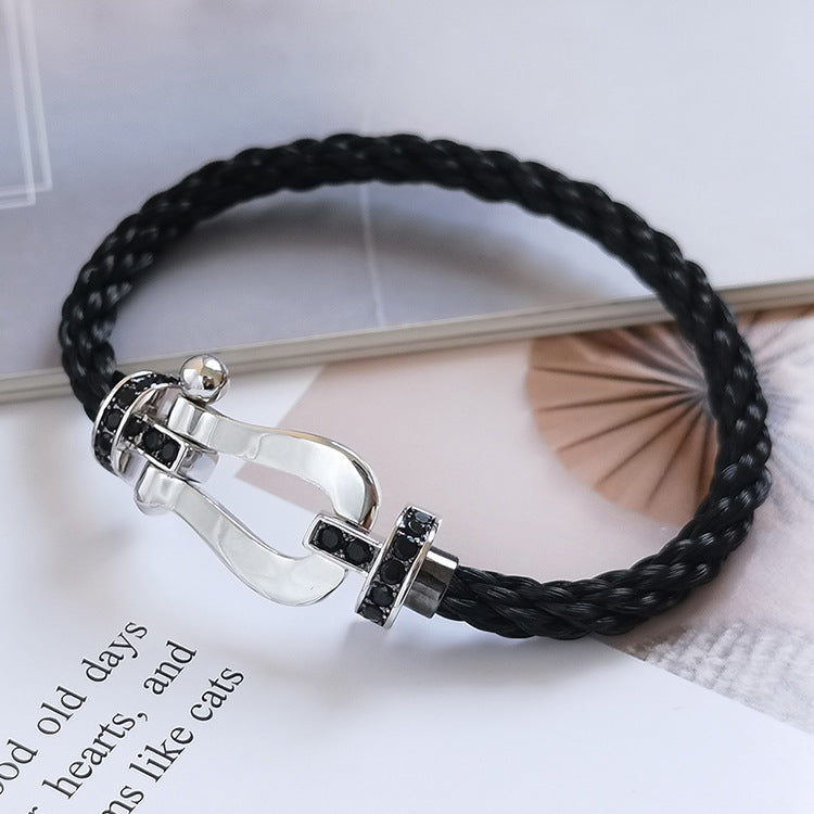 [Marins]FORCE LARGE HORSESHOE BLACK DIAMOND BRACELET SILVER