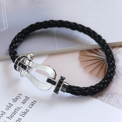 [Marins]FORCE LARGE HORSESHOE BLACK DIAMOND BRACELET SILVER