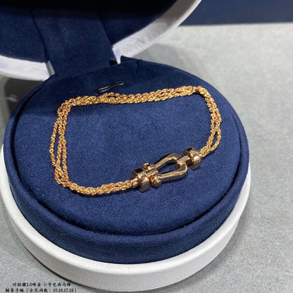 [Marins]FORCE SMALL HORSESHOE  DIAMOND CHAIN ROPE BRACELET