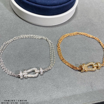 [Marins]FORCE SMALL HORSESHOE  DIAMOND CHAIN ROPE BRACELET