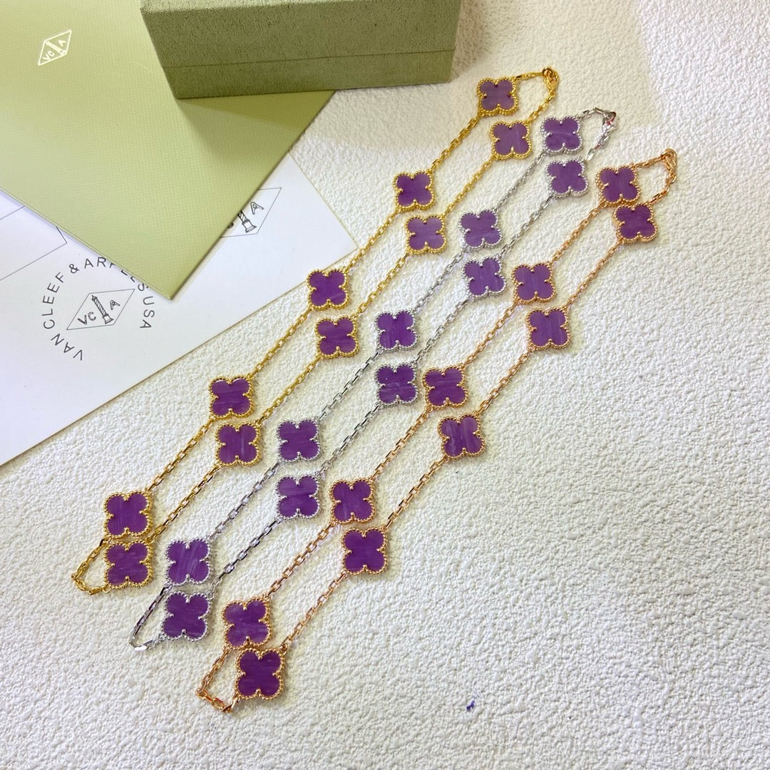 [Marins Jewelry]CLOVER 10 MOTIFS  PURPLE VIOLET  NECKLACE