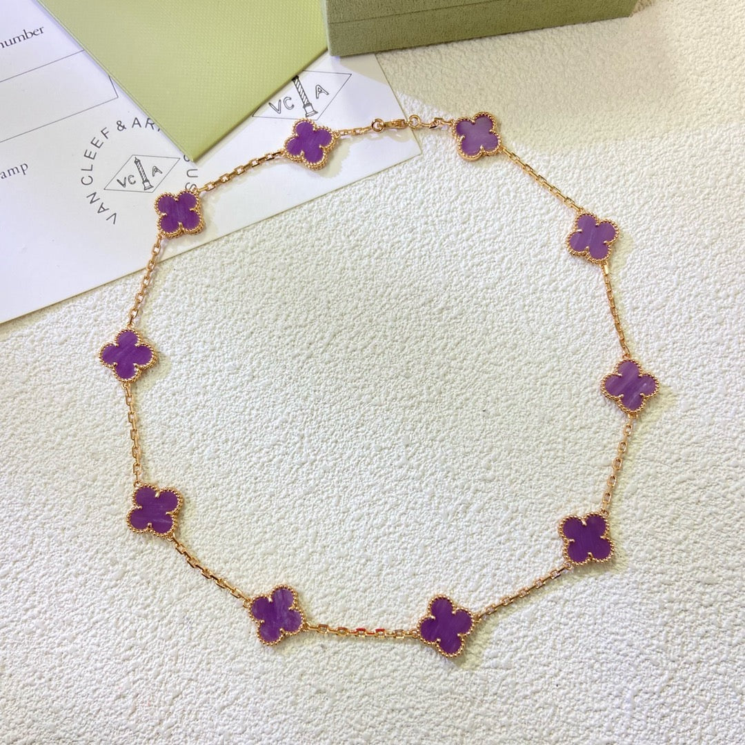 [Marins Jewelry]CLOVER 10 MOTIFS  PURPLE VIOLET  NECKLACE