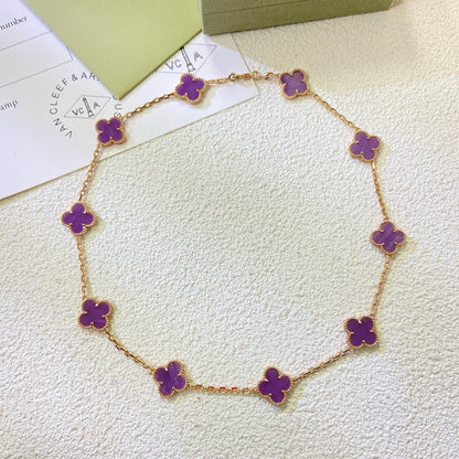 [Marins Jewelry]CLOVER 10 MOTIFS  PURPLE VIOLET  NECKLACE
