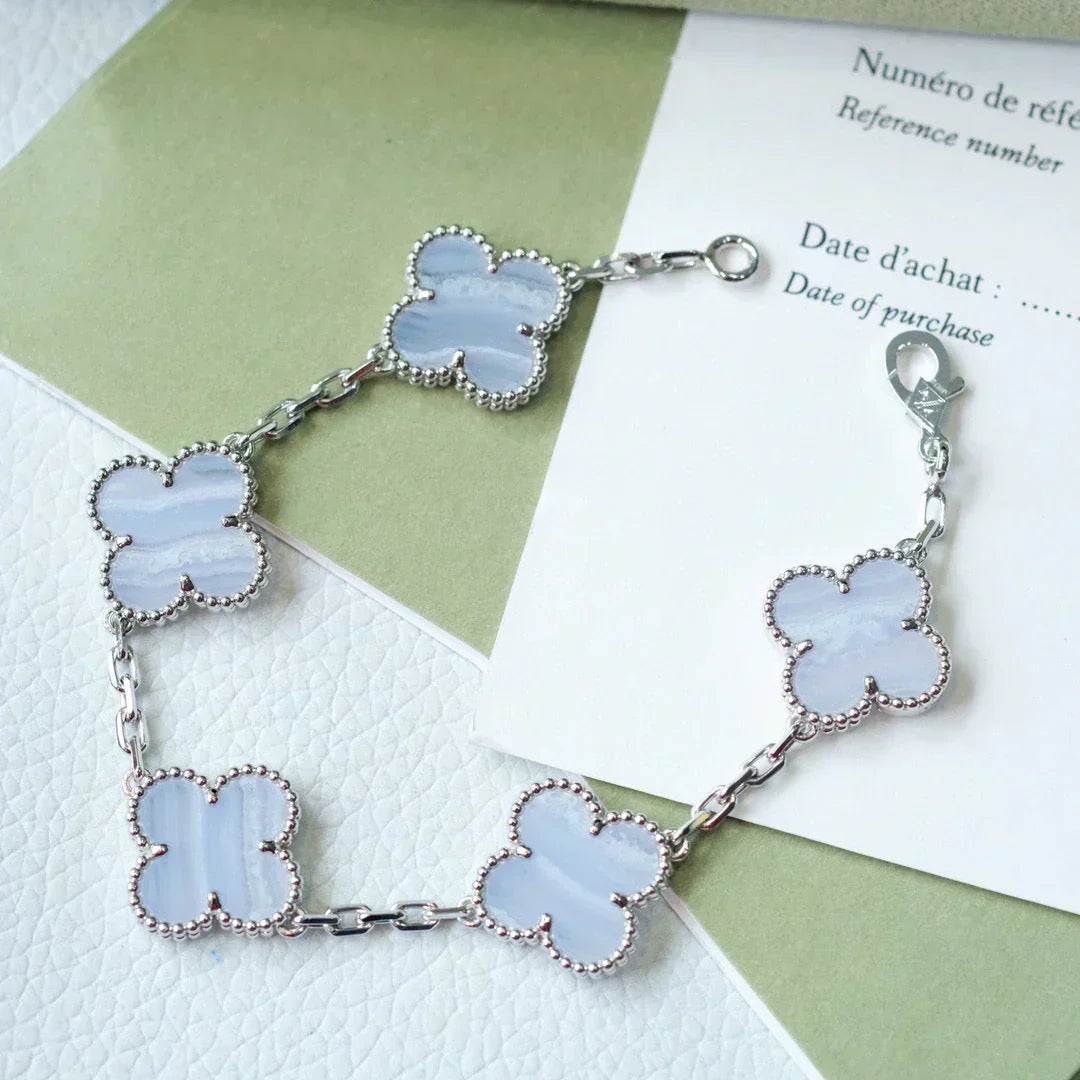 [Marins] CLOVER 5 MOTIF PURPLE CHALCEDONY BRACELET COLLECTION