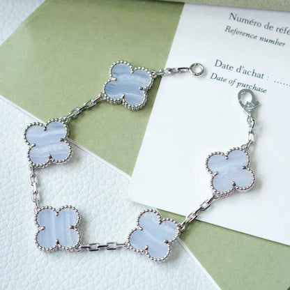 [Marins] CLOVER 5 MOTIF PURPLE CHALCEDONY BRACELET COLLECTION
