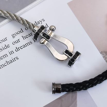 [Marins]FORCE LARGE HORSESHOE BLACK DIAMOND BRACELET SILVER