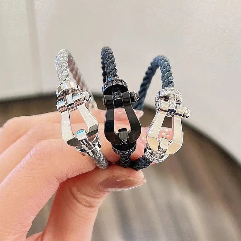 [Marins]FORCE LARGE HORSESHOE FULL DIAMOND BRACELET SILVER