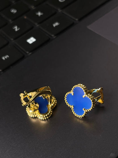 [Marins] CLOVER LARGE (20mm) 1 MOTIFS BLUE MOP STUD EARRINGS