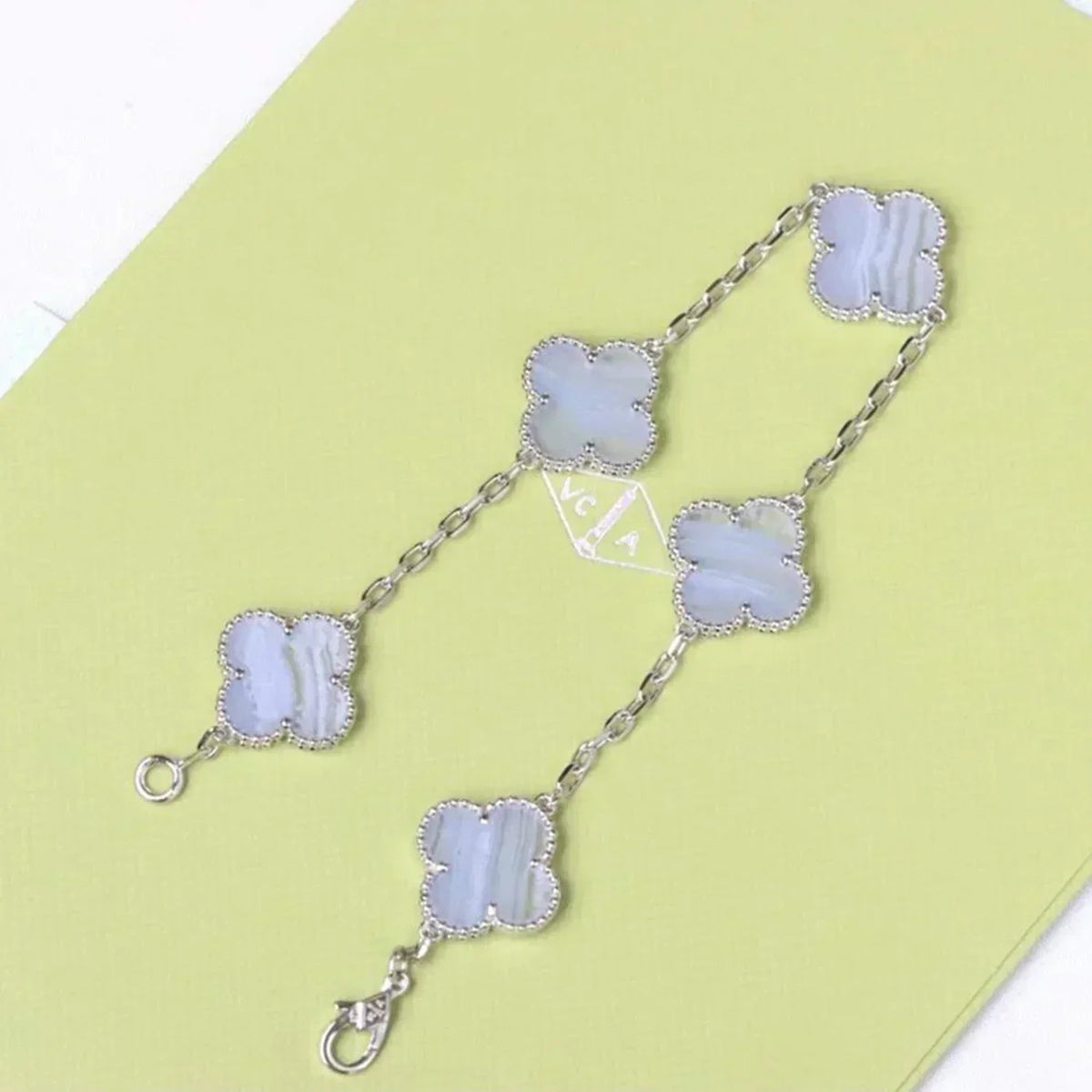 [Marins] CLOVER 5 MOTIF PURPLE CHALCEDONY BRACELET COLLECTION