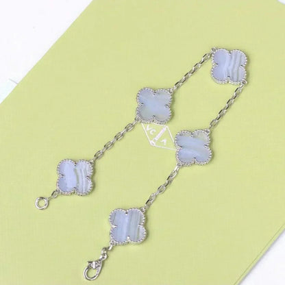 [Marins] CLOVER 5 MOTIF PURPLE CHALCEDONY BRACELET COLLECTION