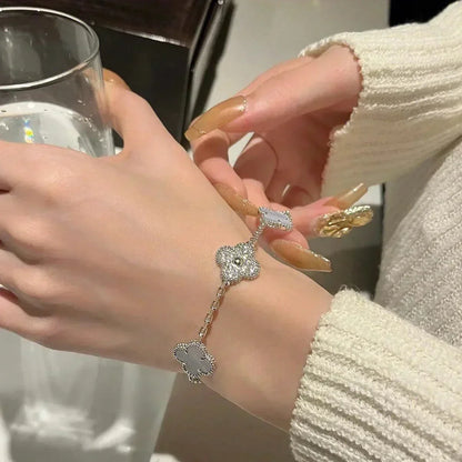 [Marins] CLOVER 5 MOTIF PURPLE CHALCEDONY BRACELET COLLECTION