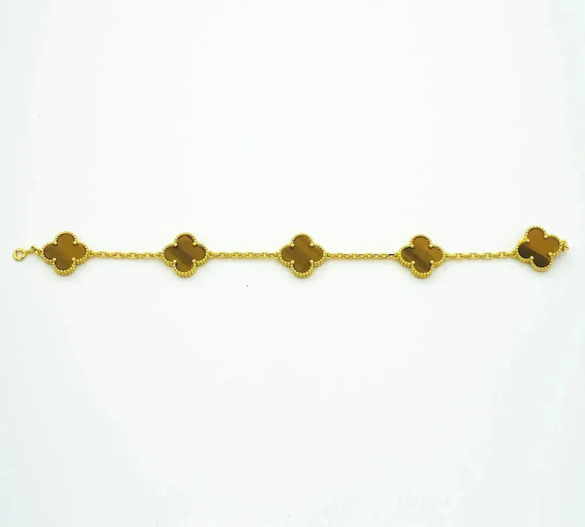 [Marins] CLOVER 5 MOTIFS TIGER EYE BRACELET COLLECTION