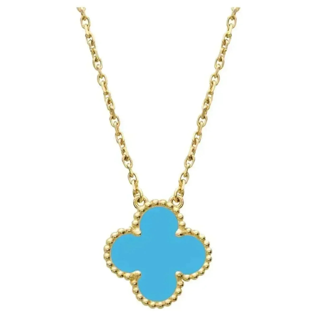 [Marins]CLOVER 15MM VINTAGE TURQUOISE NECKLACE