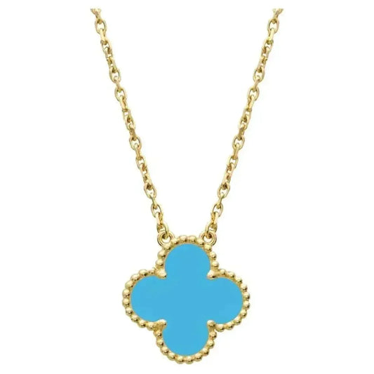 [Marins]CLOVER 15MM VINTAGE TURQUOISE NECKLACE