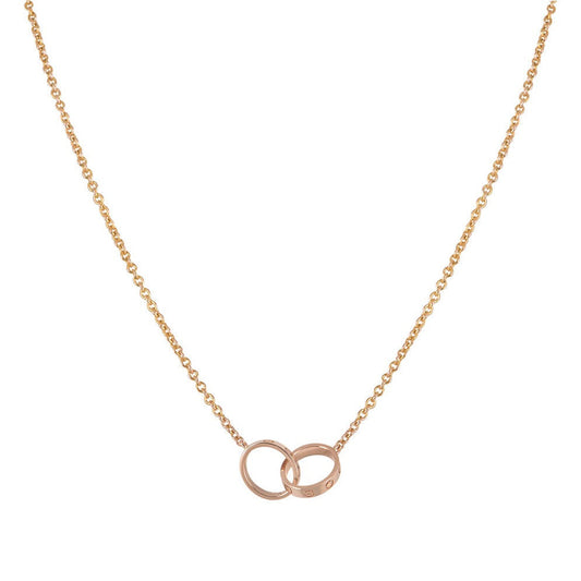 [Marins]LOVE NECKLACE DOUBLE RING PINK GOLD