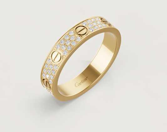 [Marins]LOVE RING 4mm-wide full-diamond ring GOLD
