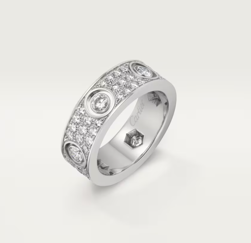 [Marins]LOVE RING 6.5MM Full Diamond, 6 Major Diamonds Silver