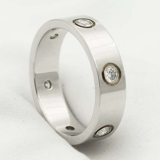 [Marins]LOVE RING 5.5MM 6 DIAMONDS SILVER