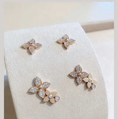 [Marins]STAR BLOSSOM STUD EARRINGS PINK GOLD DIAMONDS