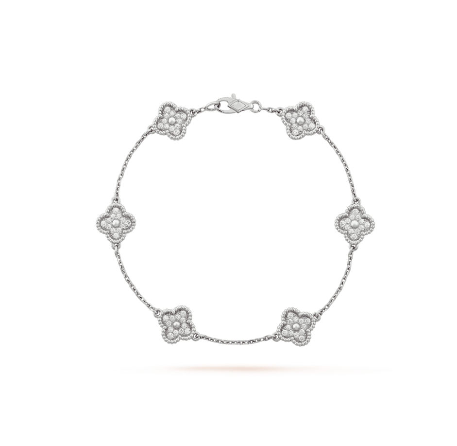 [Marins]CLOVER 6 MOTIF SILVER DIAMOND BRACELET