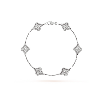[Marins]CLOVER 6 MOTIF SILVER DIAMOND BRACELET