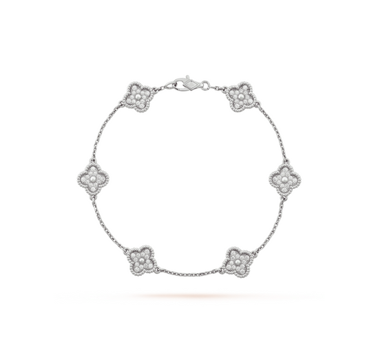 [Marins]CLOVER 6 MOTIF SILVER DIAMOND BRACELET