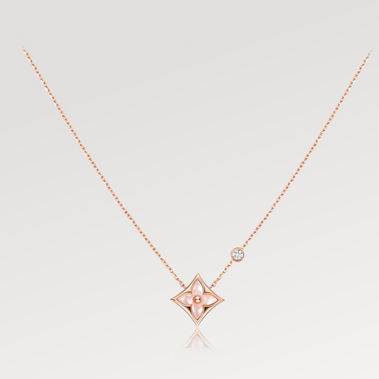 [Marins]STAR PINK MOP 1 DIAMOND PINK GOLD NECKLACE