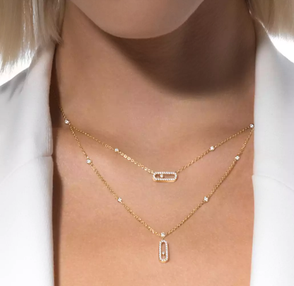 [Marins]MS Double-Circle Full-Diamond Necklace