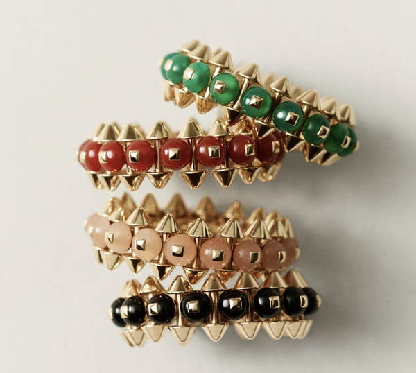 [Marins]CLASH ELEGANT ROSE GOLD RING FEATURING NATURAL AGATE