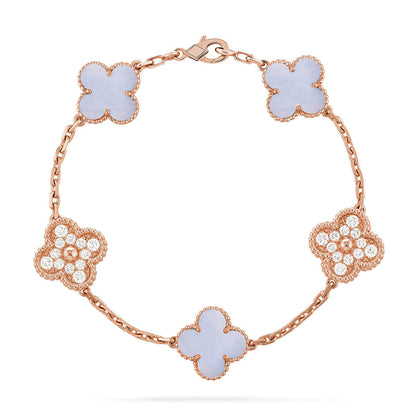 [Marins] CLOVER 5 MOTIF PURPLE CHALCEDONY BRACELET COLLECTION