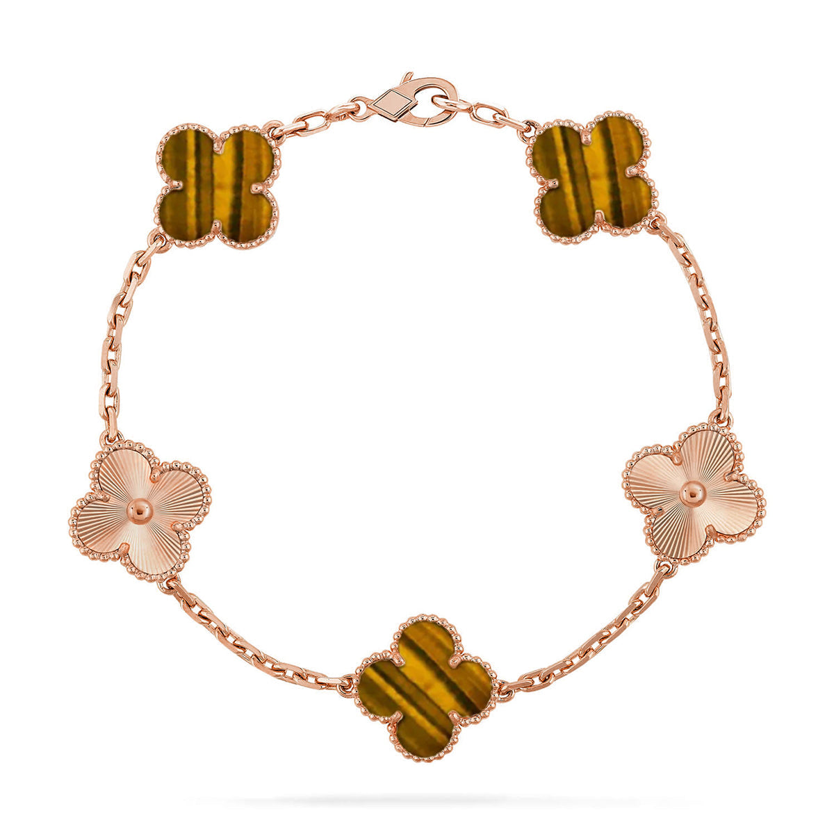 [Marins] CLOVER 5 MOTIFS TIGER EYE BRACELET COLLECTION